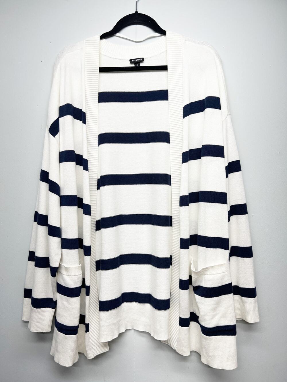 Torrid Striped Open Front Long Sleeve Cardigan Sweater Womens 2X Everyday Wear